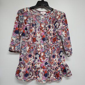 Liberty of London for Target Size Small Peplum Tunic top Blouse Floral Womens